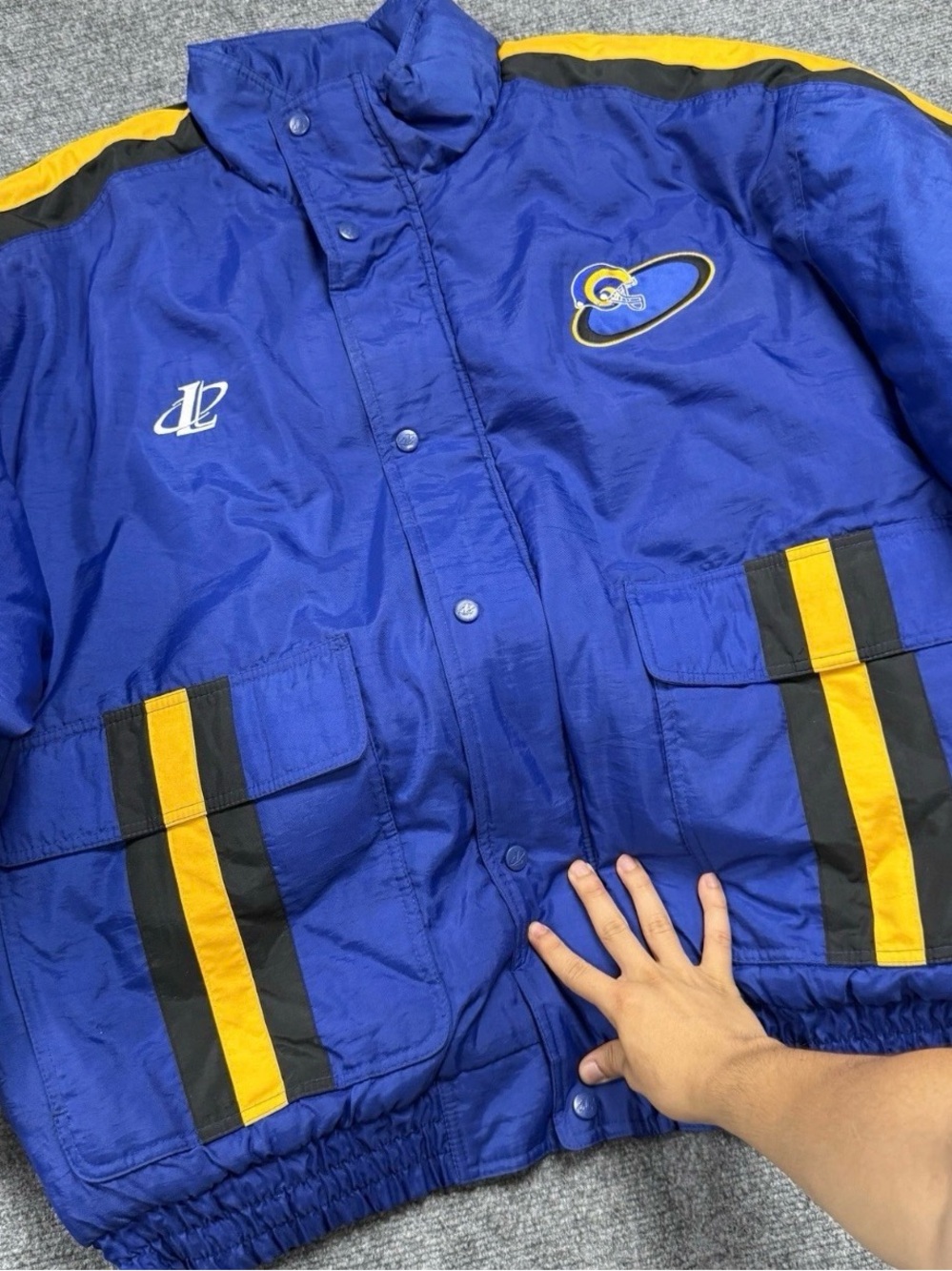 LOGO ATHLETIC NFL PRO LINE🏈AUTHENTIC LA Rams Pre95' Quilted w/Hood Coat 2XL